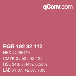 カラーコード: RGB 192 92 112 | qconv.com