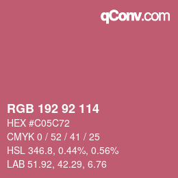 カラーコード: RGB 192 92 114 | qconv.com