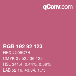 カラーコード: RGB 192 92 123 | qconv.com