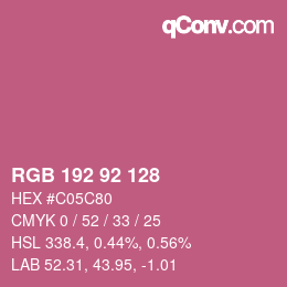 カラーコード: RGB 192 92 128 | qconv.com