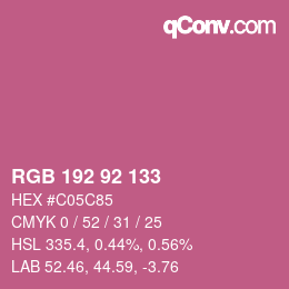 カラーコード: RGB 192 92 133 | qconv.com