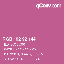 カラーコード: RGB 192 92 144 | qconv.com