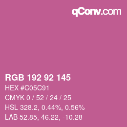 カラーコード: RGB 192 92 145 | qconv.com
