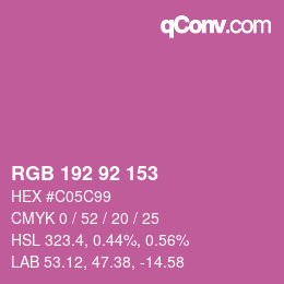 カラーコード: RGB 192 92 153 | qconv.com