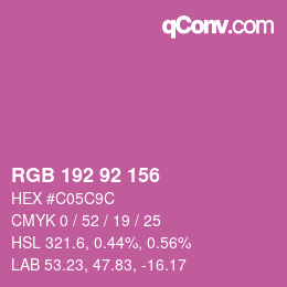 カラーコード: RGB 192 92 156 | qconv.com