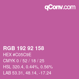 カラーコード: RGB 192 92 158 | qconv.com