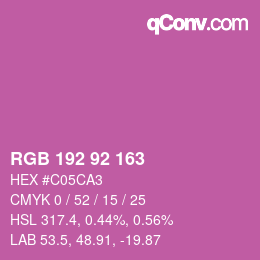 カラーコード: RGB 192 92 163 | qconv.com