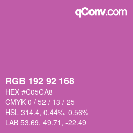 カラーコード: RGB 192 92 168 | qconv.com