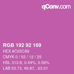 カラーコード: RGB 192 92 169 | qconv.com