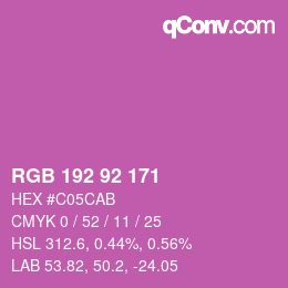 カラーコード: RGB 192 92 171 | qconv.com