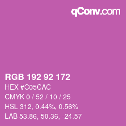 カラーコード: RGB 192 92 172 | qconv.com