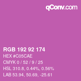 カラーコード: RGB 192 92 174 | qconv.com
