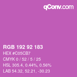 颜色代码: RGB 192 92 183 | qconv.com
