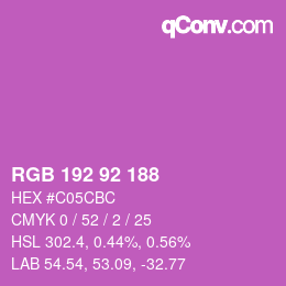 カラーコード: RGB 192 92 188 | qconv.com