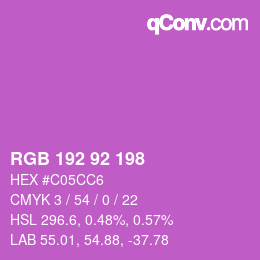 カラーコード: RGB 192 92 198 | qconv.com