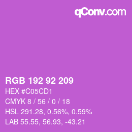颜色代码: RGB 192 92 209 | qconv.com