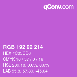 颜色代码: RGB 192 92 214 | qconv.com