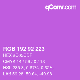 カラーコード: RGB 192 92 223 | qconv.com