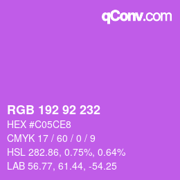 Color code: RGB 192 92 232 | qconv.com