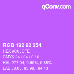 カラーコード: RGB 192 92 254 | qconv.com