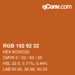 颜色代码: RGB 192 92 32 | qconv.com