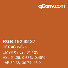 カラーコード: RGB 192 92 37 | qconv.com