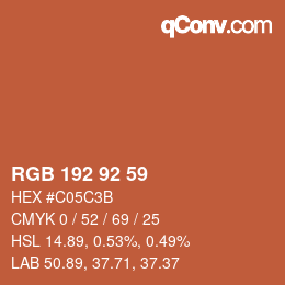 颜色代码: RGB 192 92 59 | qconv.com