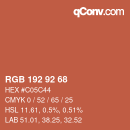 颜色代码: RGB 192 92 68 | qconv.com