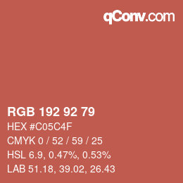 Color code: RGB 192 92 79 | qconv.com