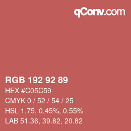 カラーコード: RGB 192 92 89 | qconv.com