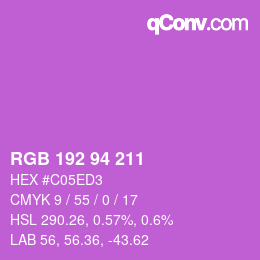 カラーコード: RGB 192 94 211 | qconv.com