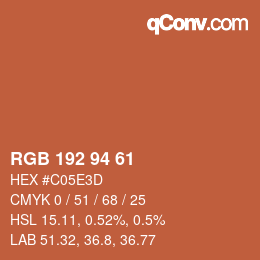 Color code: RGB 192 94 61 | qconv.com