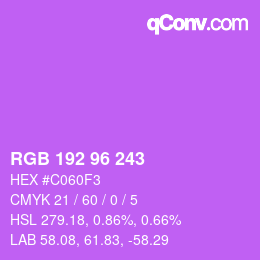 Color code: RGB 192 96 243 | qconv.com