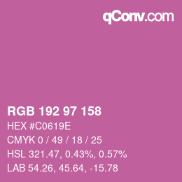 カラーコード: RGB 192 97 158 | qconv.com