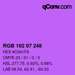 Color code: RGB 192 97 248 | qconv.com