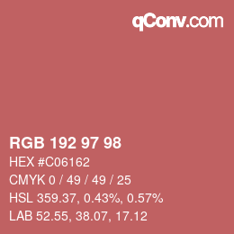 Color code: RGB 192 97 98 | qconv.com