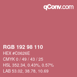 Color code: RGB 192 98 110 | qconv.com