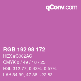 Color code: RGB 192 98 172 | qconv.com