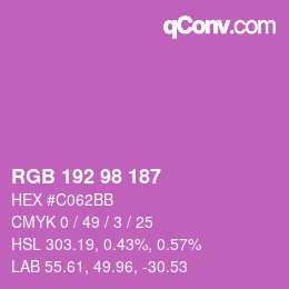 Color code: RGB 192 98 187 | qconv.com