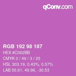 Color code: RGB 192 98 187 | qconv.com