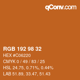 Color code: RGB 192 98 32 | qconv.com