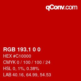 カラーコード: RGB 193.1 0 0 | qconv.com