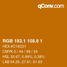 カラーコード: RGB 193.1 108.8 1 | qconv.com