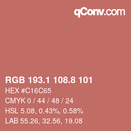 カラーコード: RGB 193.1 108.8 101 | qconv.com
