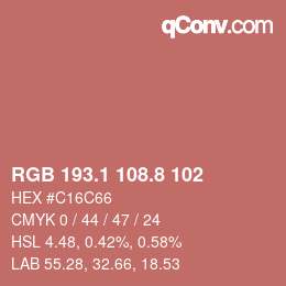 カラーコード: RGB 193.1 108.8 102 | qconv.com