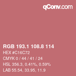 Farbcode: RGB 193.1 108.8 114 | qconv.com