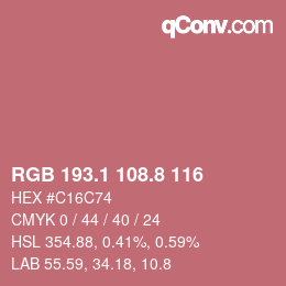 カラーコード: RGB 193.1 108.8 116 | qconv.com