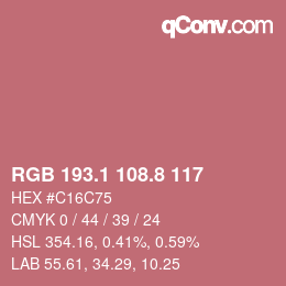カラーコード: RGB 193.1 108.8 117 | qconv.com