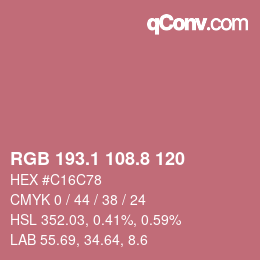 カラーコード: RGB 193.1 108.8 120 | qconv.com