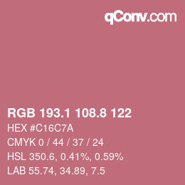 カラーコード: RGB 193.1 108.8 122 | qconv.com